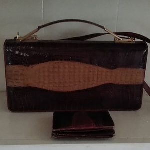 Vintage Genuine Crocodile skin satchelshoulder bag